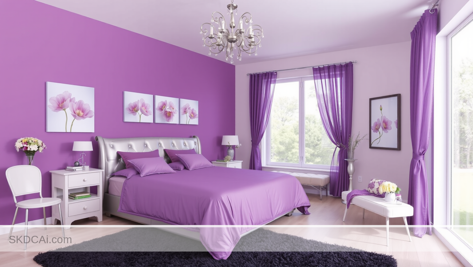 purple-colour-bed-room